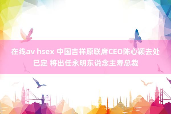 在线av hsex 中国吉祥原联席CEO陈心颖去处已定 将出任永明东说念主寿总裁