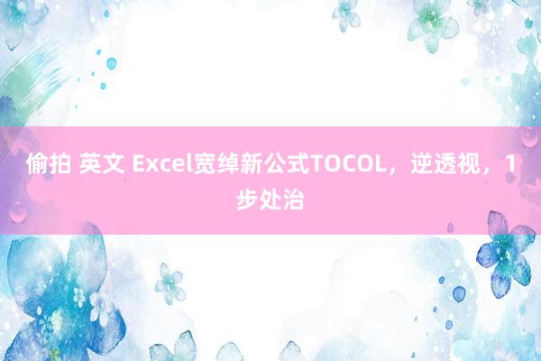 偷拍 英文 Excel宽绰新公式TOCOL，逆透视，1步处治