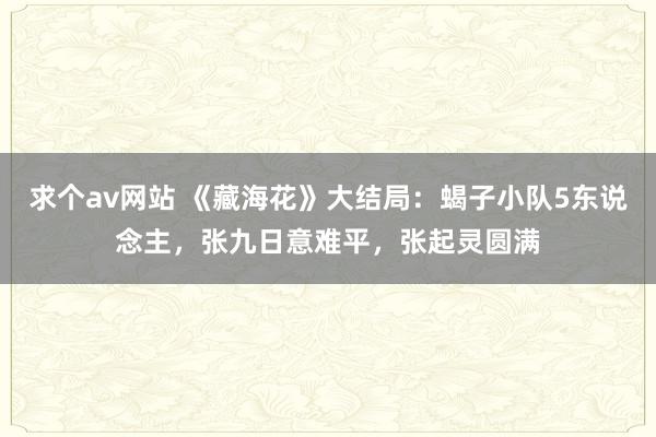 求个av网站 《藏海花》大结局：蝎子小队5东说念主，张九日意难平，张起灵圆满