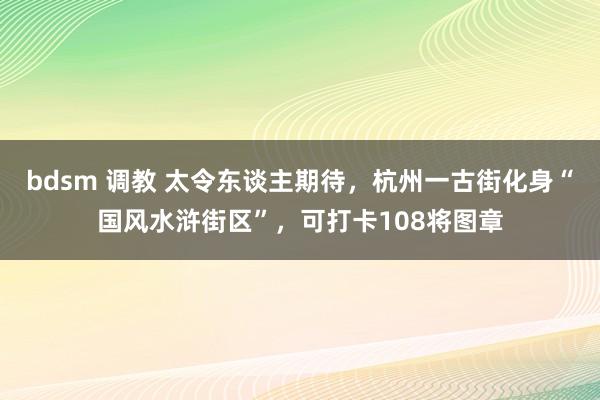 bdsm 调教 太令东谈主期待，杭州一古街化身“国风水浒街区”，可打卡108将图章