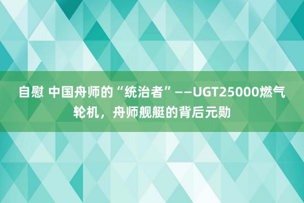 自慰 中国舟师的“统治者”——UGT25000燃气轮机，舟师舰艇的背后元勋