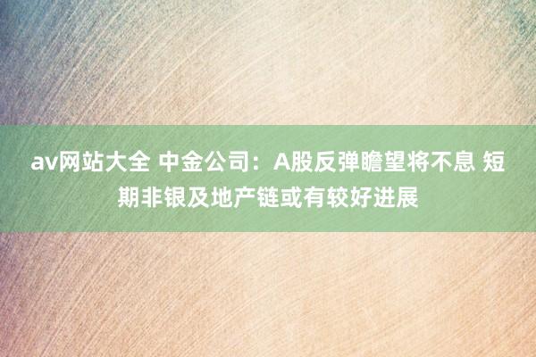 av网站大全 中金公司：A股反弹瞻望将不息 短期非银及地产链或有较好进展