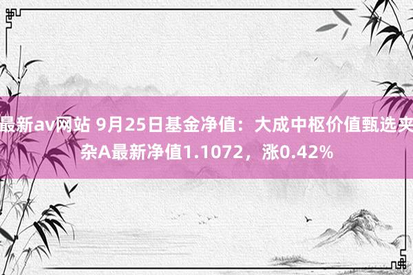 最新av网站 9月25日基金净值：大成中枢价值甄选夹杂A最新净值1.1072，涨0.42%