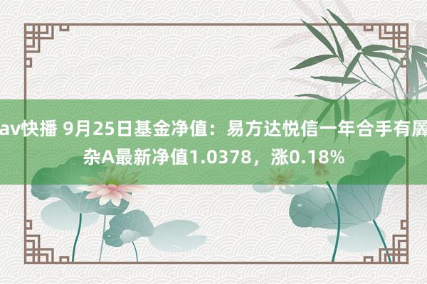 av快播 9月25日基金净值：易方达悦信一年合手有羼杂A最新净值1.0378，涨0.18%