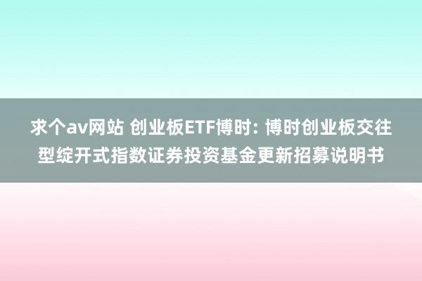 求个av网站 创业板ETF博时: 博时创业板交往型绽开式指数证券投资基金更新招募说明书