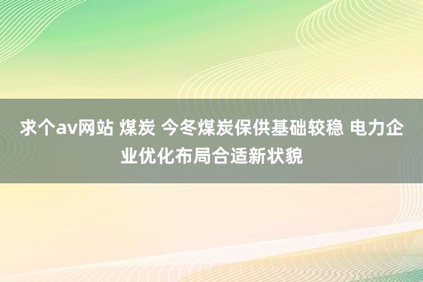 求个av网站 煤炭 今冬煤炭保供基础较稳 电力企业优化布局合适新状貌