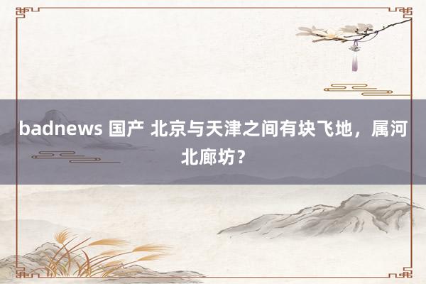 badnews 国产 北京与天津之间有块飞地，属河北廊坊？