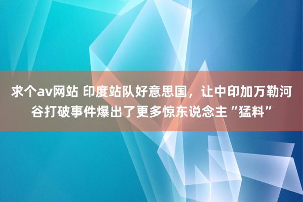 求个av网站 印度站队好意思国，让中印加万勒河谷打破事件爆出了更多惊东说念主“猛料”