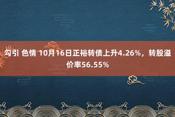 勾引 色情 10月16日正裕转债上升4.26%，转股溢价率56.55%