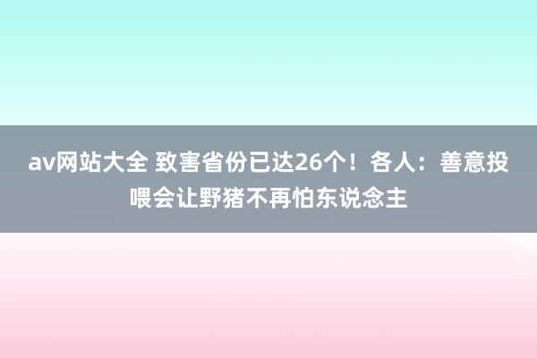 av网站大全 致害省份已达26个！各人：善意投喂会让野猪不再怕东说念主