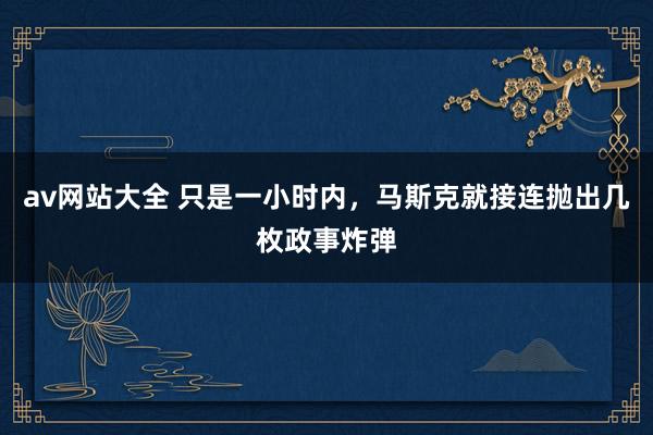 av网站大全 只是一小时内，马斯克就接连抛出几枚政事炸弹