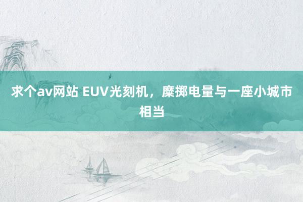 求个av网站 EUV光刻机，糜掷电量与一座小城市相当