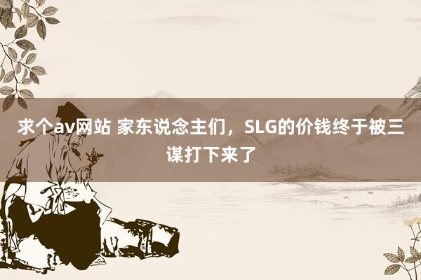 求个av网站 家东说念主们，SLG的价钱终于被三谋打下来了