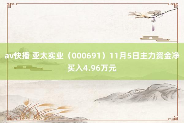 av快播 亚太实业（000691）11月5日主力资金净买入4.96万元